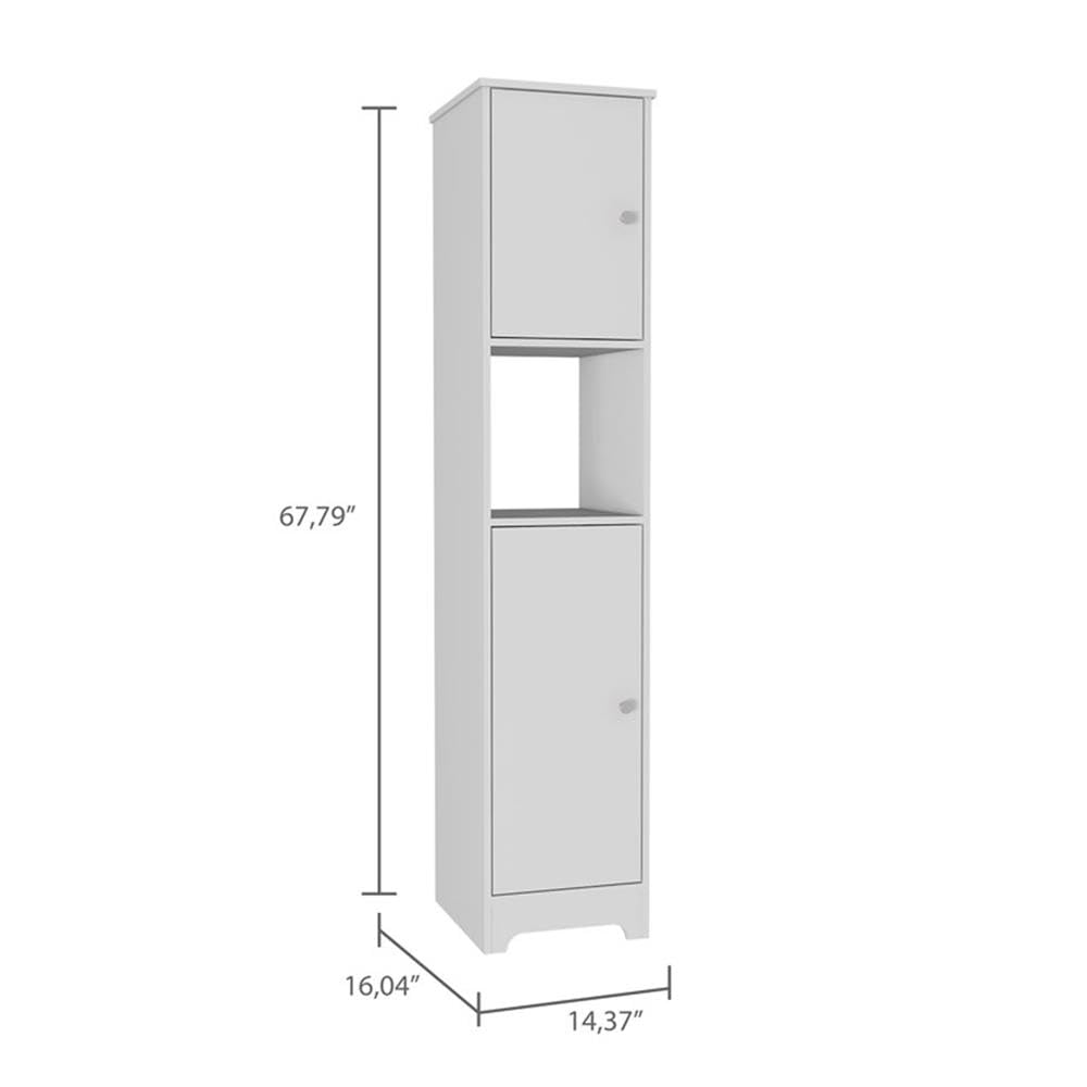 BOWERY HILL 67 Inch White Linen Cabinet - Modern Storage Solution for Bedroom, Bathroom, or Entryway Organization