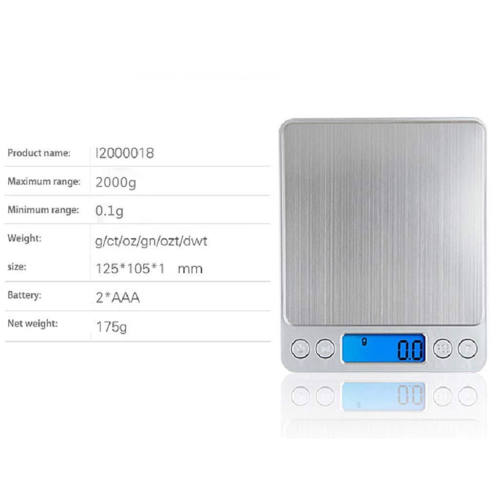 2000g Digital Kitchen Scale - Precise Food & Jewelry Weight Scale with LCD Display for Baking, Cooking, and Jewelry Making