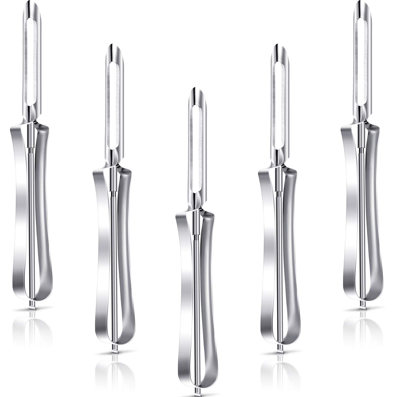 Premium Stainless Steel Rotary Peeler Set - 5 Piece Kitchen Tool for Fruits & Vegetables - Effortless Peeling for Carrots, Potatoes, Apples & More - Ideal for Home Cooking, Meal Prep & Professional Kitchens