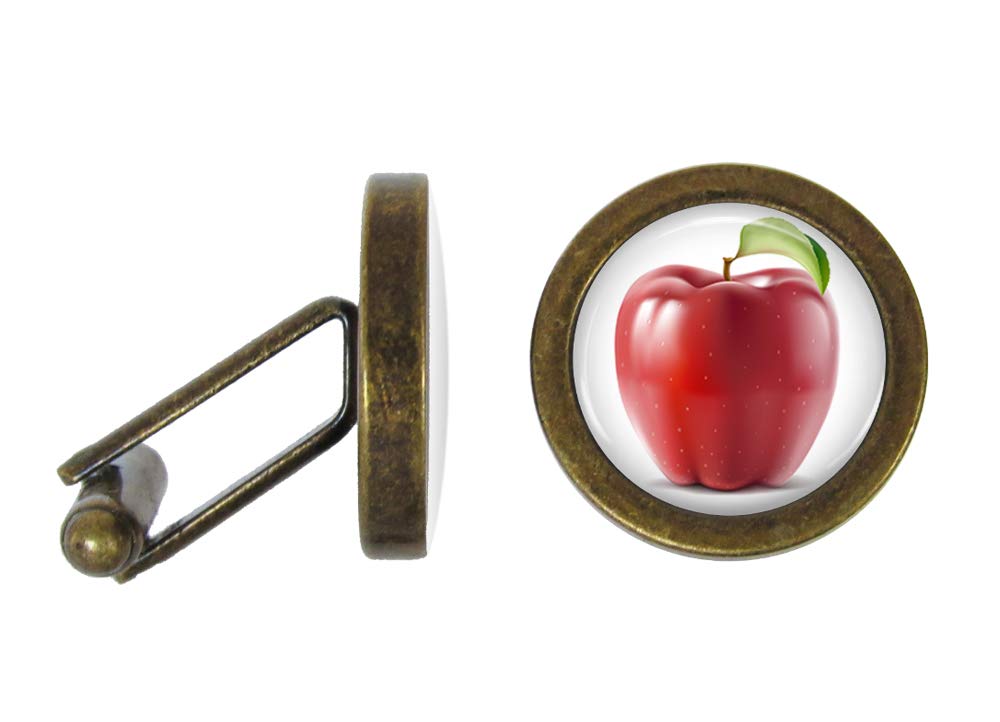 Stylish Red Apple Cufflinks for Men - Premium Fruit-Themed Dress Shirt Accessories (Angled Design) - Perfect for Weddings, Business Meetings & Formal Events