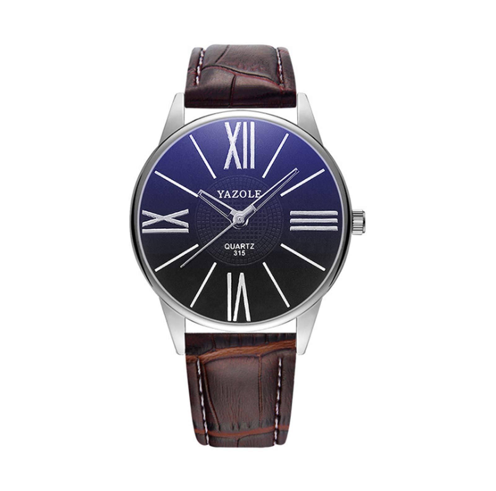 YAZOLE Men's Green Quartz Glass Watch with Light Dial - 315 Blue Large Face Watch for Men | Perfect for Casual, Business & Outdoor Activities