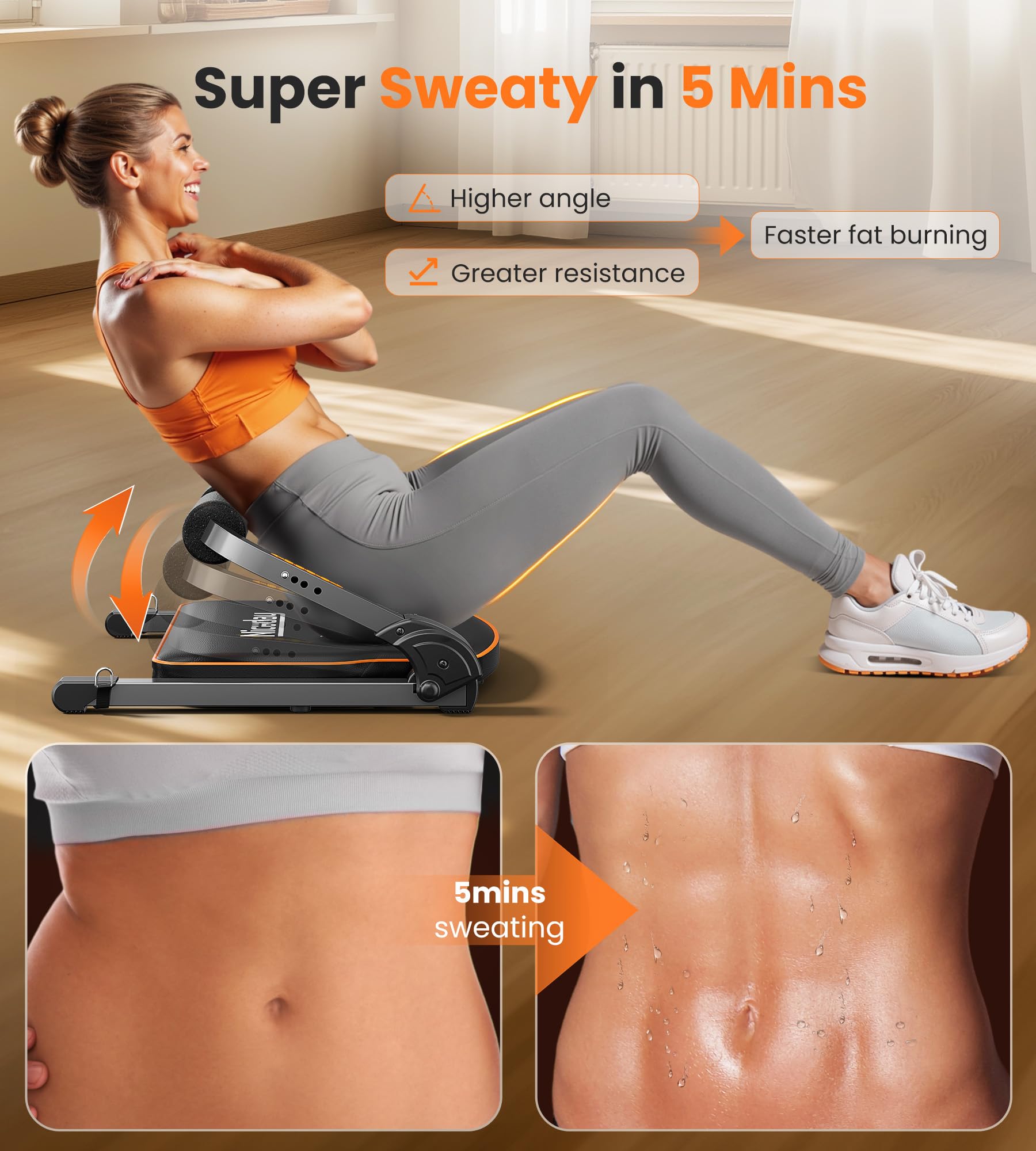 Niceday Ab Workout Equipment - Home Gym Ab Machine for Core Training, Sit Up Bench with Resistance Bands (330 LBS Capacity) - Perfect for Home Workouts & Strength Training