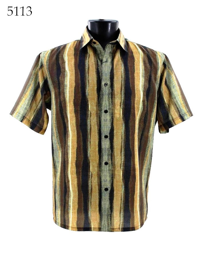 Bassiri Men's Casual Short Sleeve Shirt 5113 - Breathable Cotton Button Down for Summer, Office & Outdoor Activities