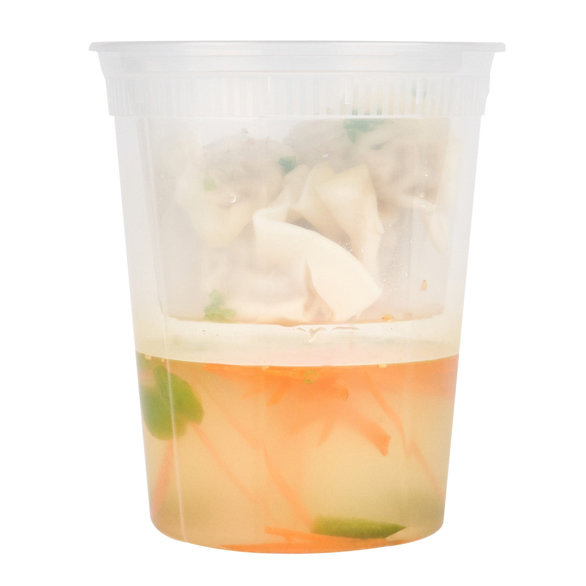 20 oz Clear Plastic Soup Container Insert - Fits 32/40/48 oz Bowls, Microwave Safe (50-Pack) - Perfect for Takeout, Meal Prep & Restaurant Use