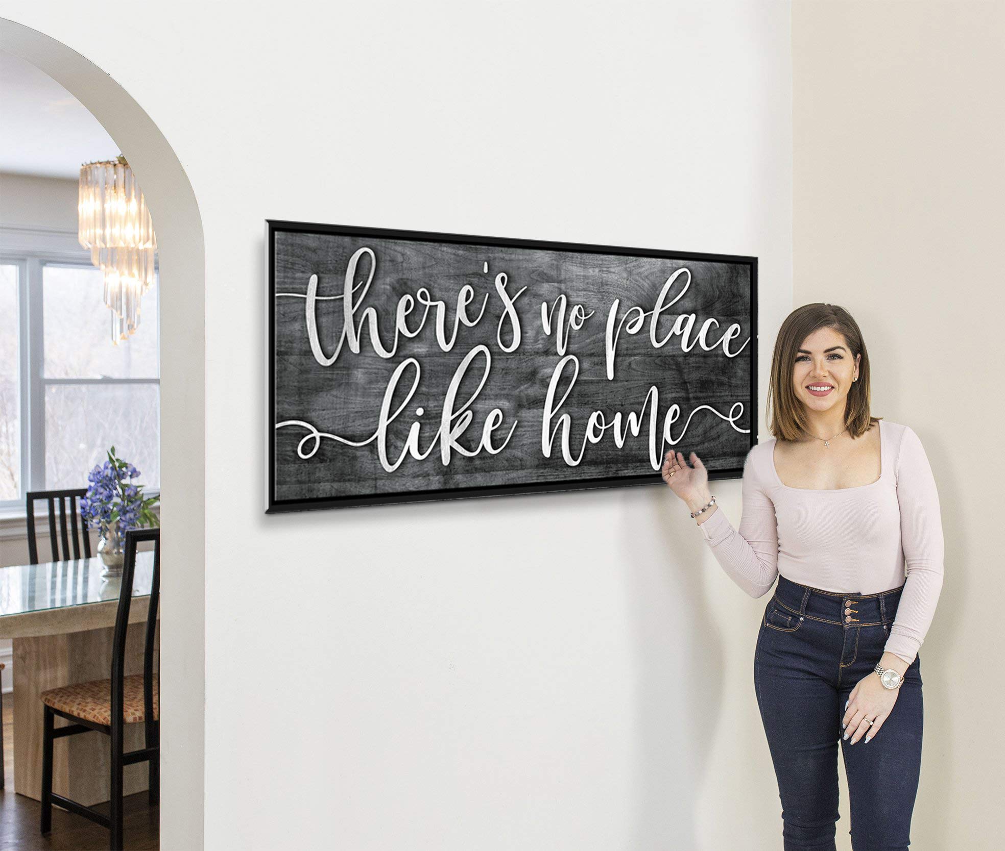 Rustic Home Wall Decor - Grey & Black Floating Frame 42x19 | Perfect for Living Room & Housewarming Gifts