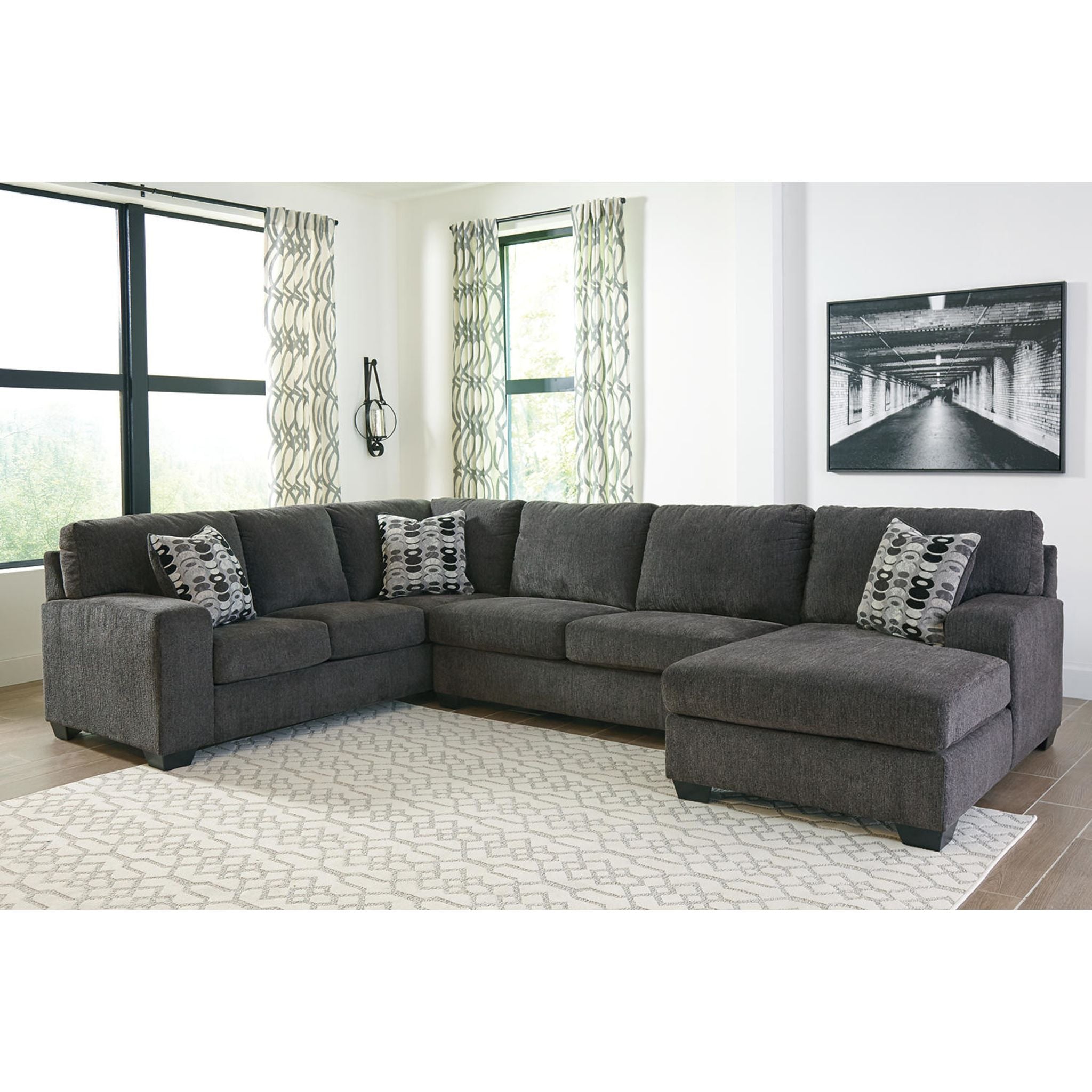 Ballinasloe 3-Piece Sectional Sofa with Chaise Lounge | Modern L-Shaped Couch for Living Room, Family Room & Apartment | Comfortable Fabric Sectional with Reversible Chaise