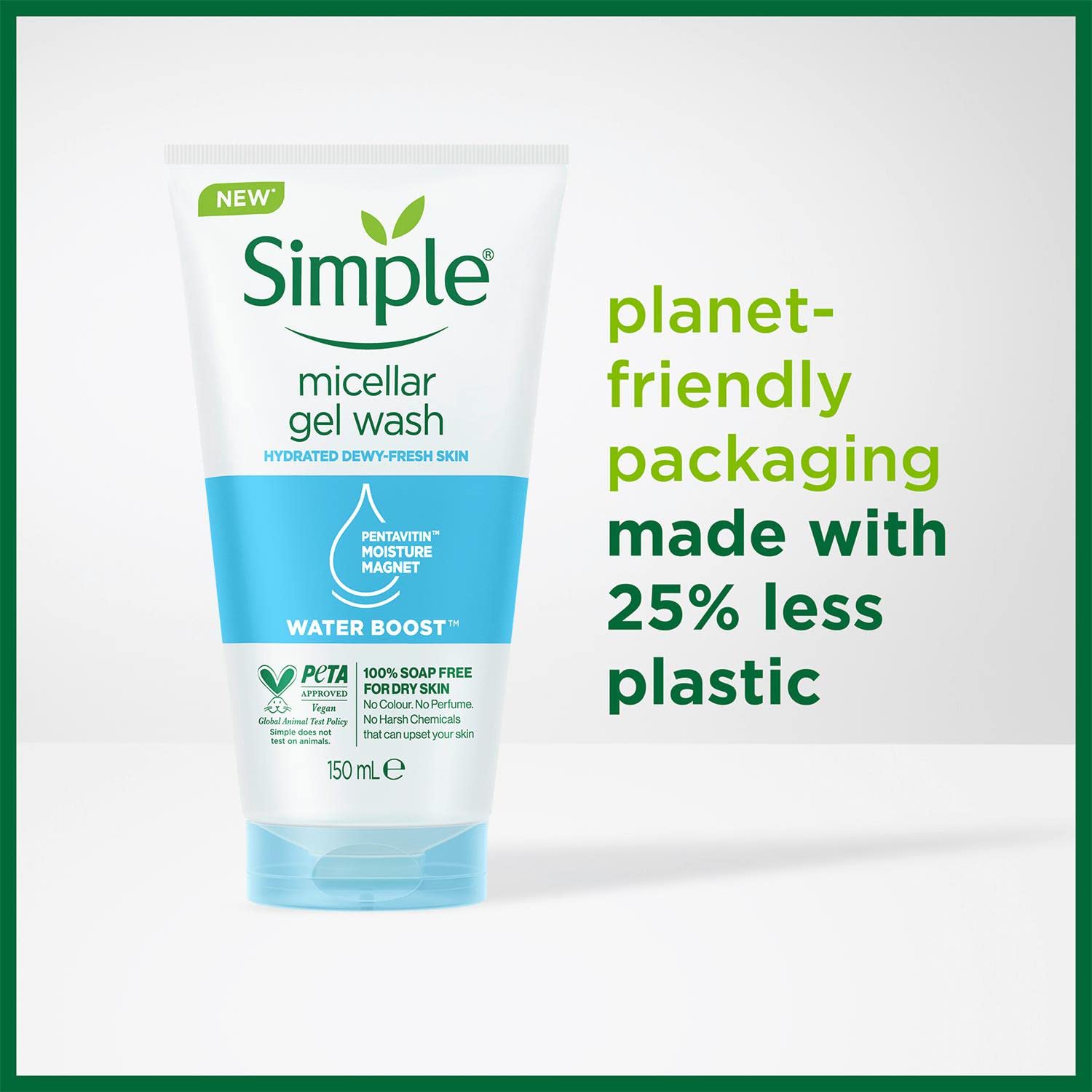 Simple Water Boost Micellar Facial Gel Wash - 5.07 oz | Gentle Cleansing for All Skin Types | Perfect for Daily Use & Travel Skincare Routine