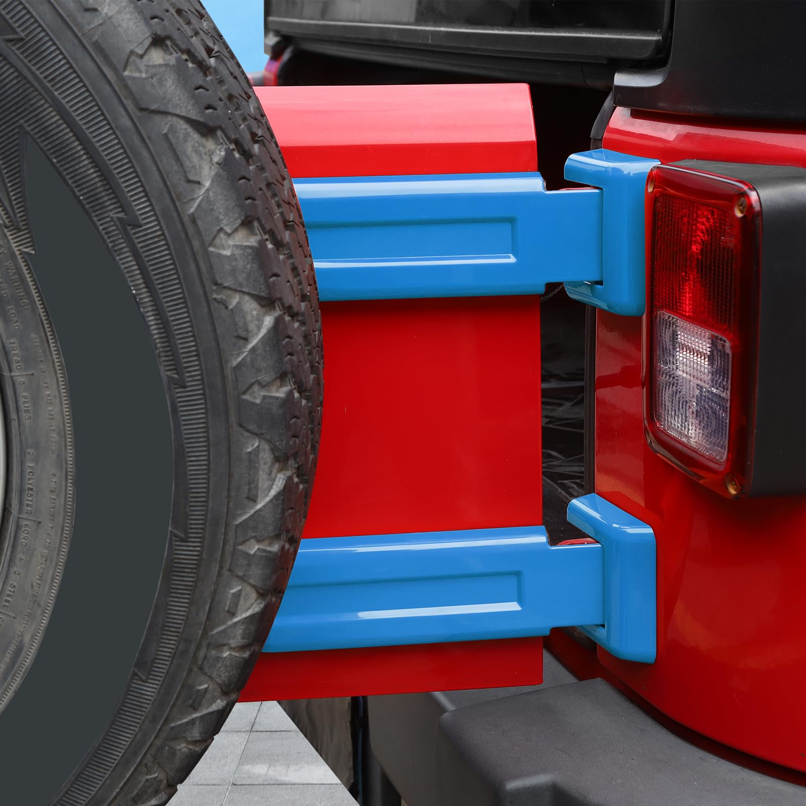 Jeep Wrangler JK JKU Tailgate Hinge Cover Trim (2007-2017) - Baby Blue Exterior Accessories (2-Piece Set) | Durable Protection & Stylish Upgrade for Off-Road Adventures