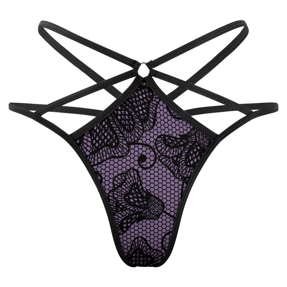 Gothic Purple Lace T-Back Thong - Sexy Lingerie for Women | Comfortable & Stylish Underwear for Date Night, Boudoir, or Special Occasions