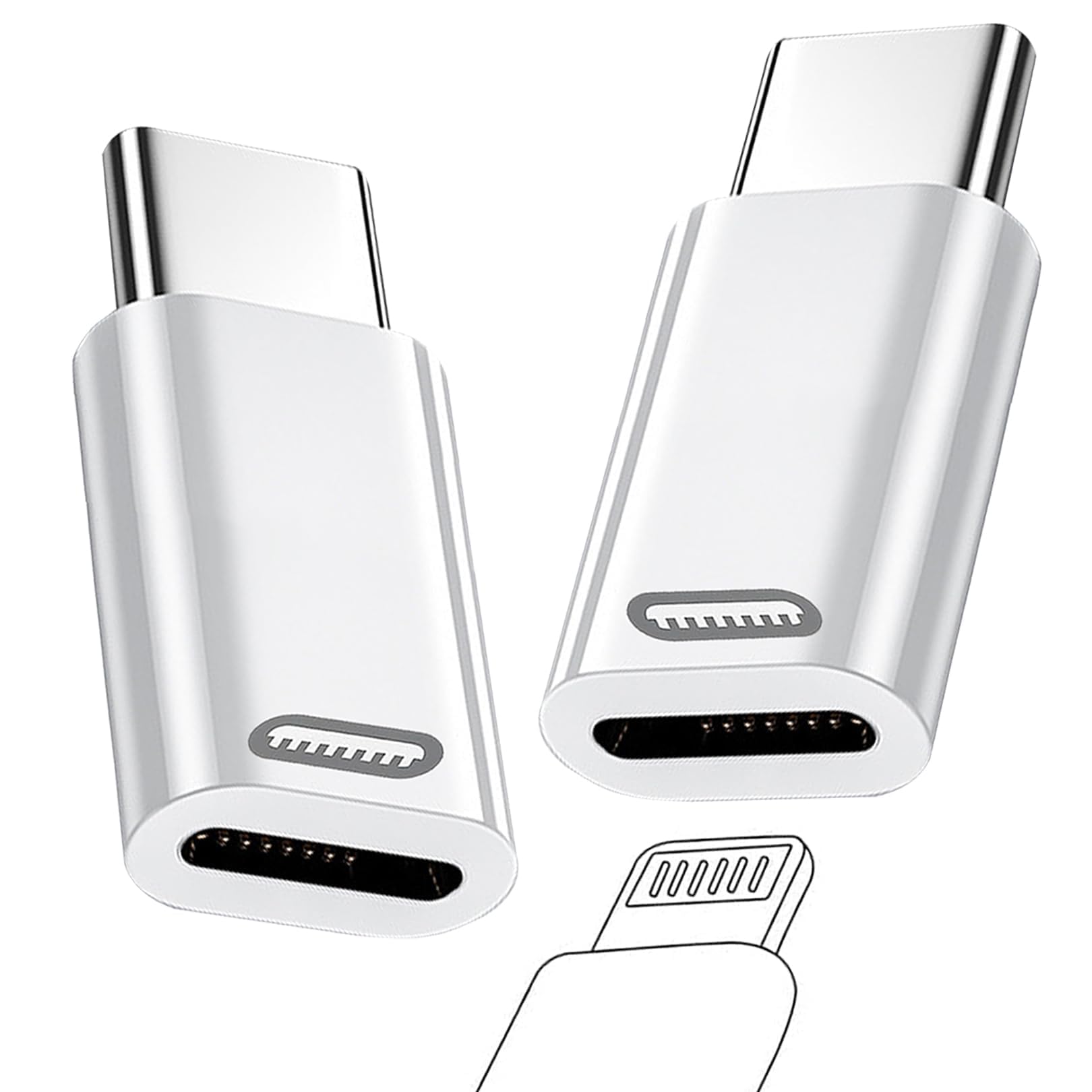 2-Pack Lightning to USB-C Adapter with 35W Fast PD Charging & Data Transfer - Compatible with iPhone 15/15 Pro/15 Pro Max/15 Plus, iPad Pro/Air - Perfect for Travel, Office & Home Charging