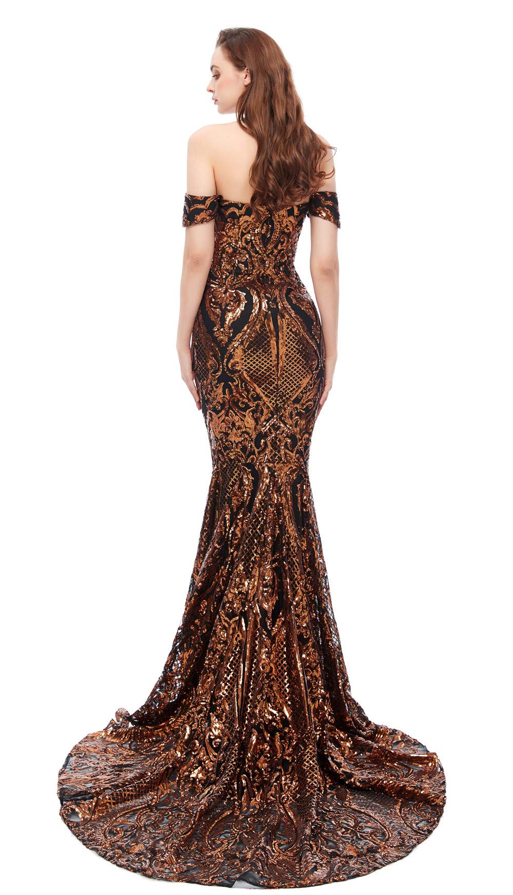 Elinadress Women's Off Shoulder Sequin Evening Party Maxi Dress Mermaid Prom Gown - Elegant Formal Gown for Weddings, Galas & Special Occasions