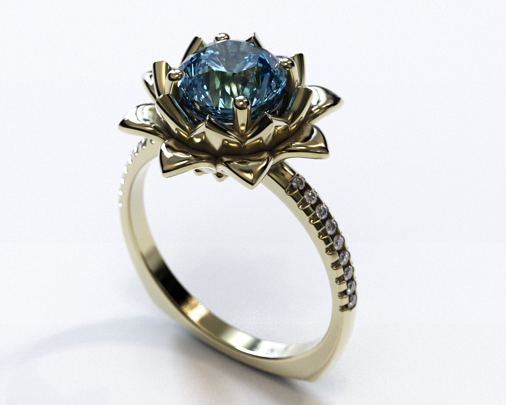 Exquisite Floral Blue Topaz Engagement Ring with Leaf Accents - Perfect for Proposals, Anniversaries & Romantic Occasions