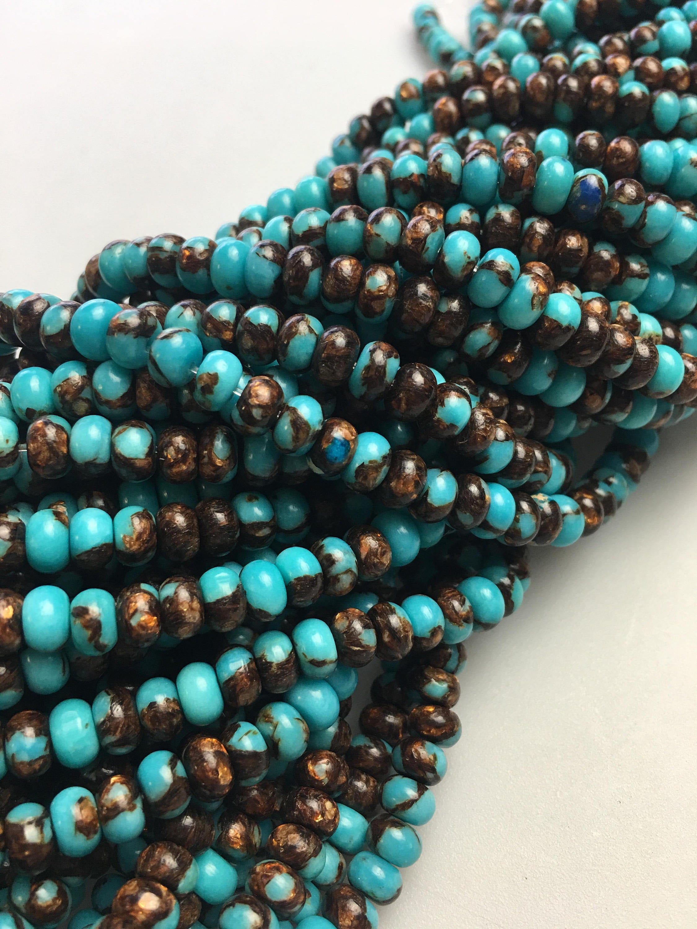 Bronzite Turquoise Smooth Rondelle Beads 2x4mm & 4x6mm - 15.5 Inch Strand for Jewelry Making, DIY Bracelets & Necklaces - Natural Stone Beads for Crafting, Healing Crystal Jewelry & Spiritual Gifts
