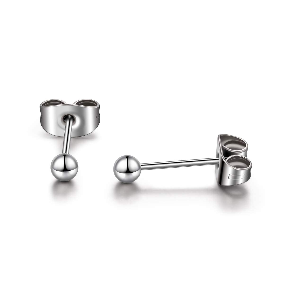 Hexagon Titanium Earrings Studs for Women - 3mm Pure Titanium Ball Piercing Earrings with Round Spiral Post | Hypoallergenic Body Jewelry for Sensitive Ears | Perfect for Everyday Wear, Parties & Special Occasions