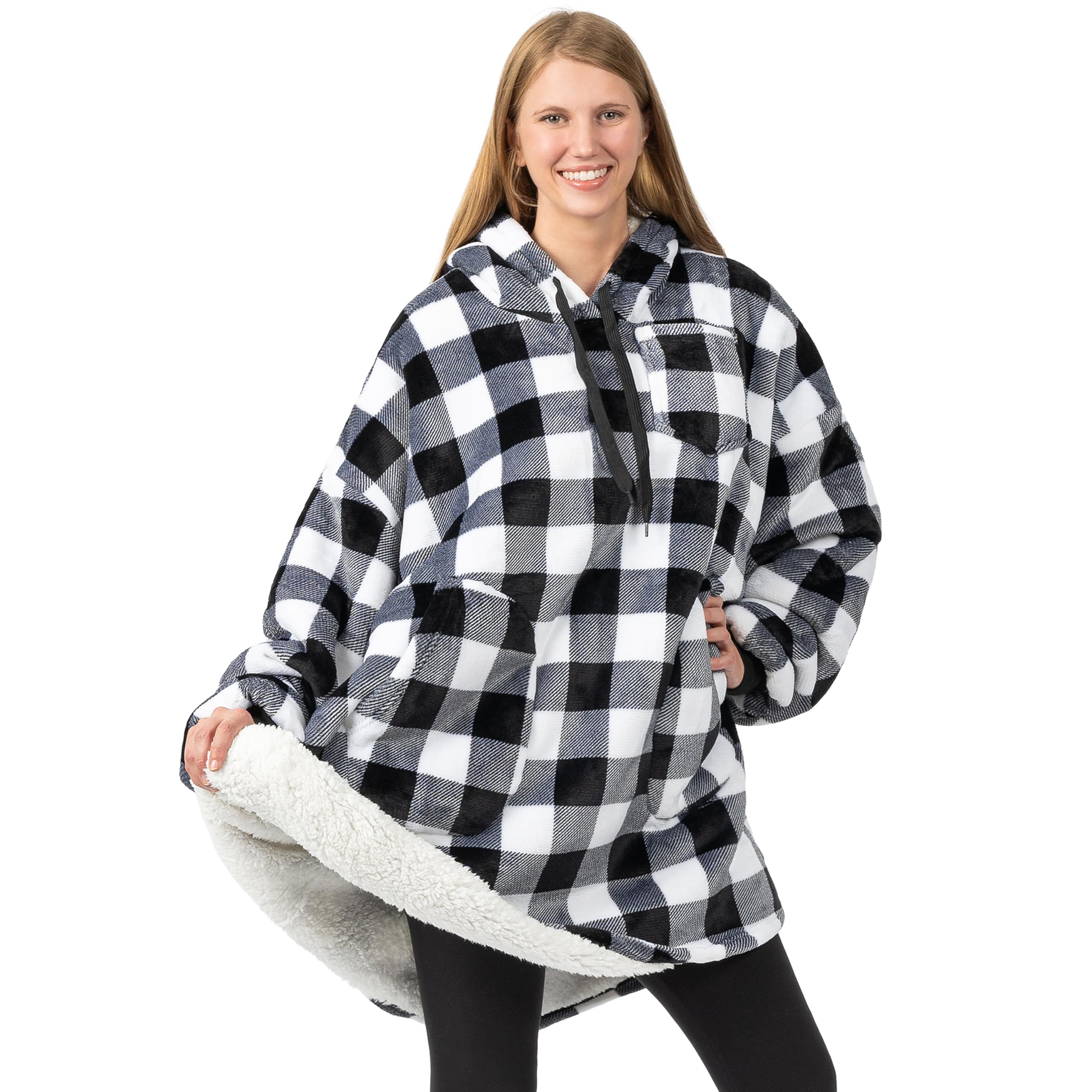 PAVILIA Women's Sherpa Wearable Blanket Hoodie - Oversized Fleece Hooded Sweatshirt Blanket for Men & Women | Perfect for Lounging, Netflix Nights & Outdoor Camping