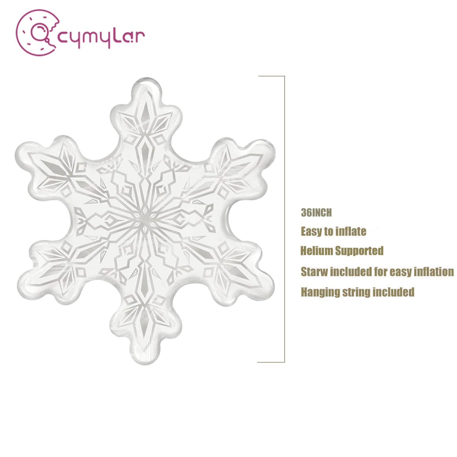 4 Pack 36 Inch Transparent Snowflake Mylar Balloons - Winter Wonderland Party Decorations, Ice & Snow Themed Birthday Party Supplies - Perfect for Christmas Decor, New Year Celebrations, and Winter Wedding Decorations