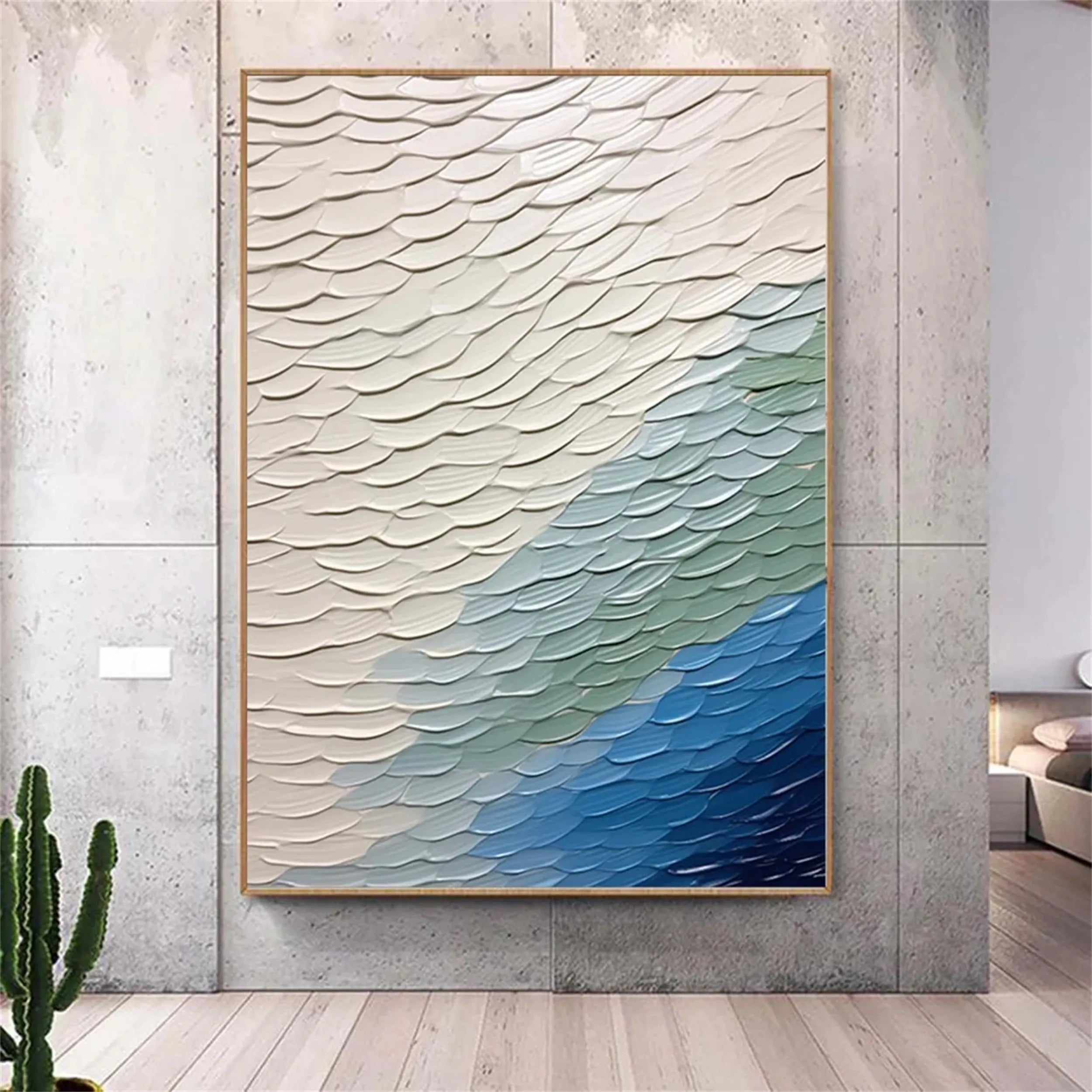 Ocean and Sky Painting #OS 119 - Handmade Seascape Wall Art for Home & Office Decor | Perfect for Living Room, Bedroom, or Beach House