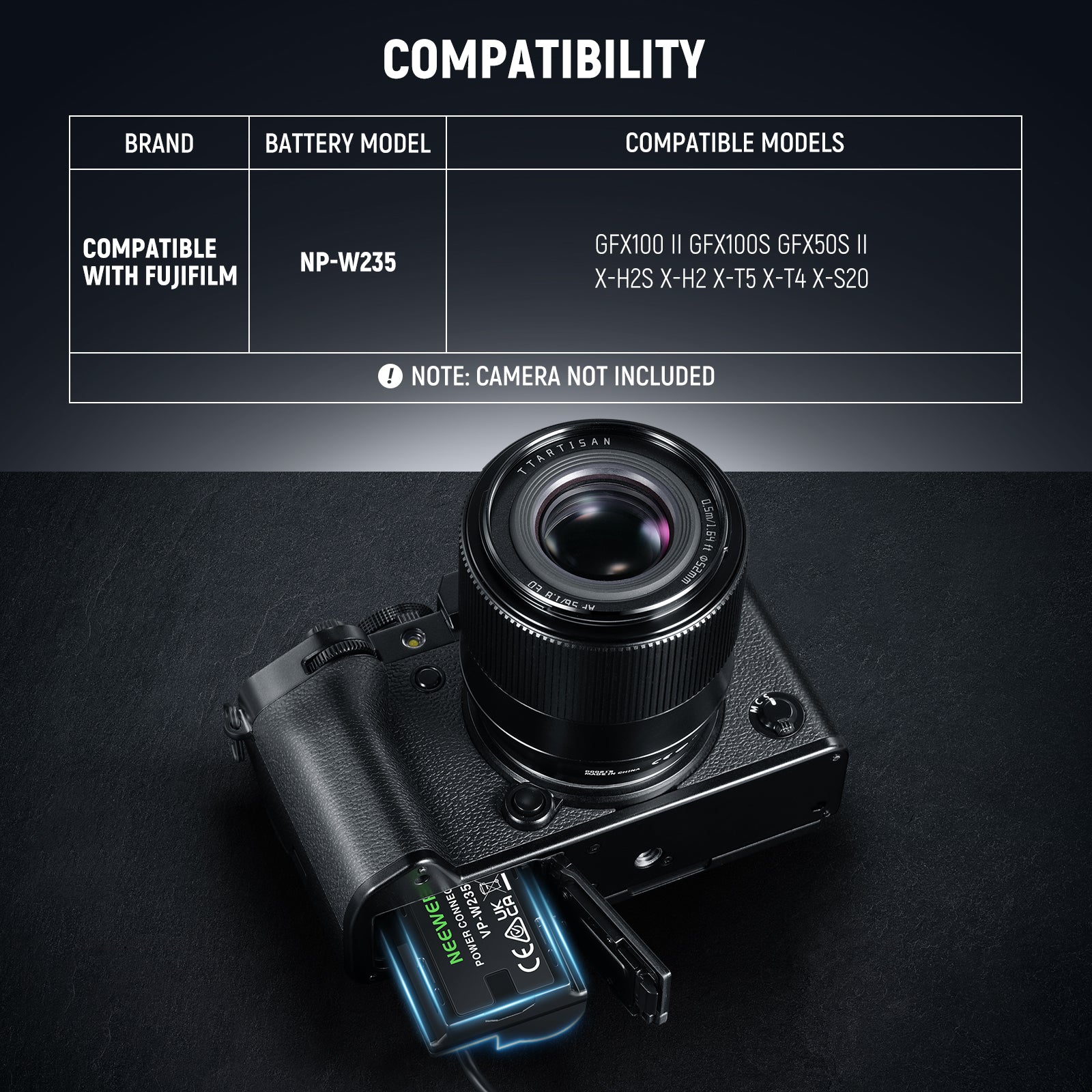 NEEWER VP NPW235 NP-W235 to D-Tap Dummy Battery Adapter for Sony Cameras - Power Your Camera On-The-Go for Vlogging, Live Streaming & Outdoor Shooting