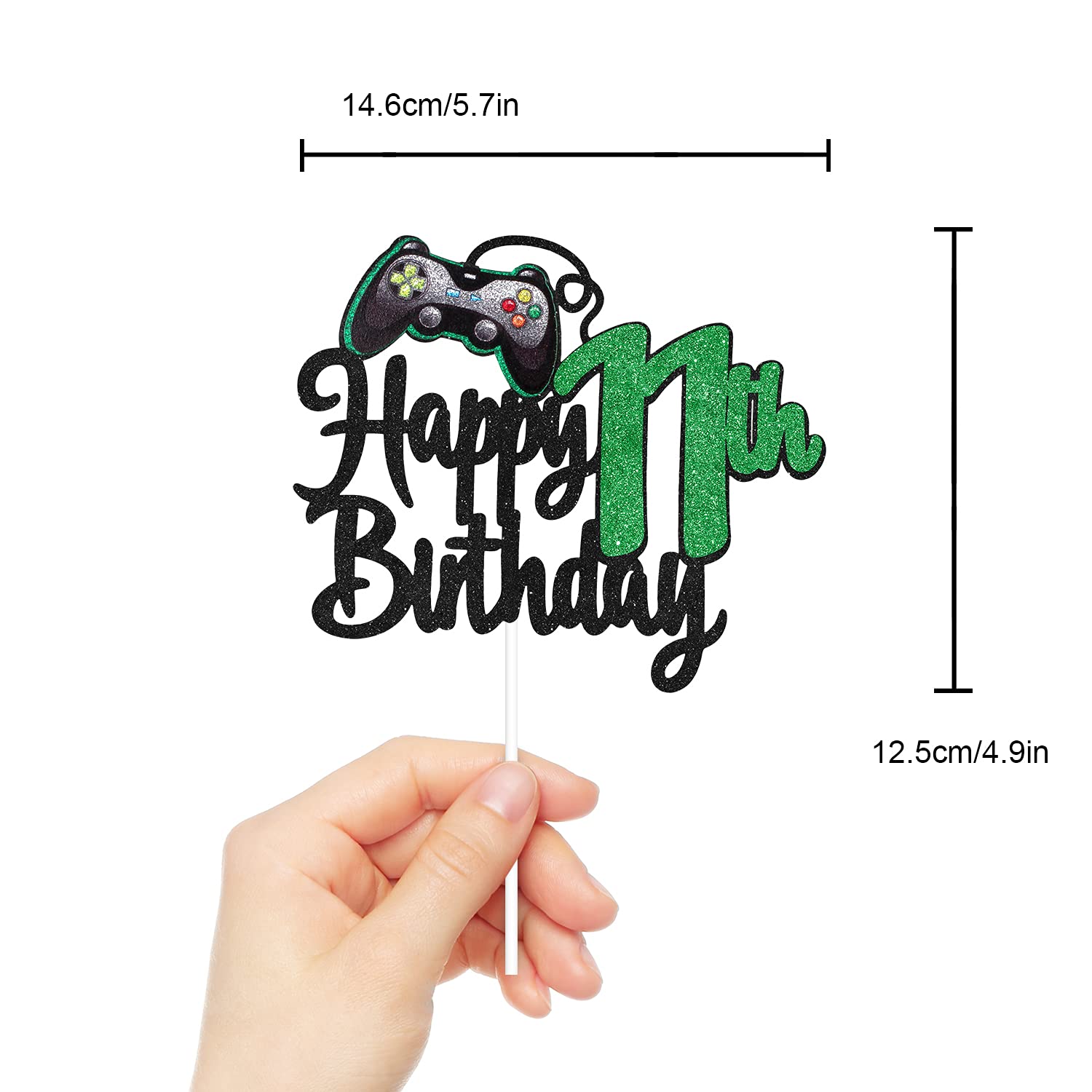 Video Game Happy 11th Birthday Cake Topper - Game Boy's 11th Birthday Party Supplies - Level Up Winner Party Decorations for Gaming Theme Cakes - Perfect for Gaming Birthday Parties & Celebrations