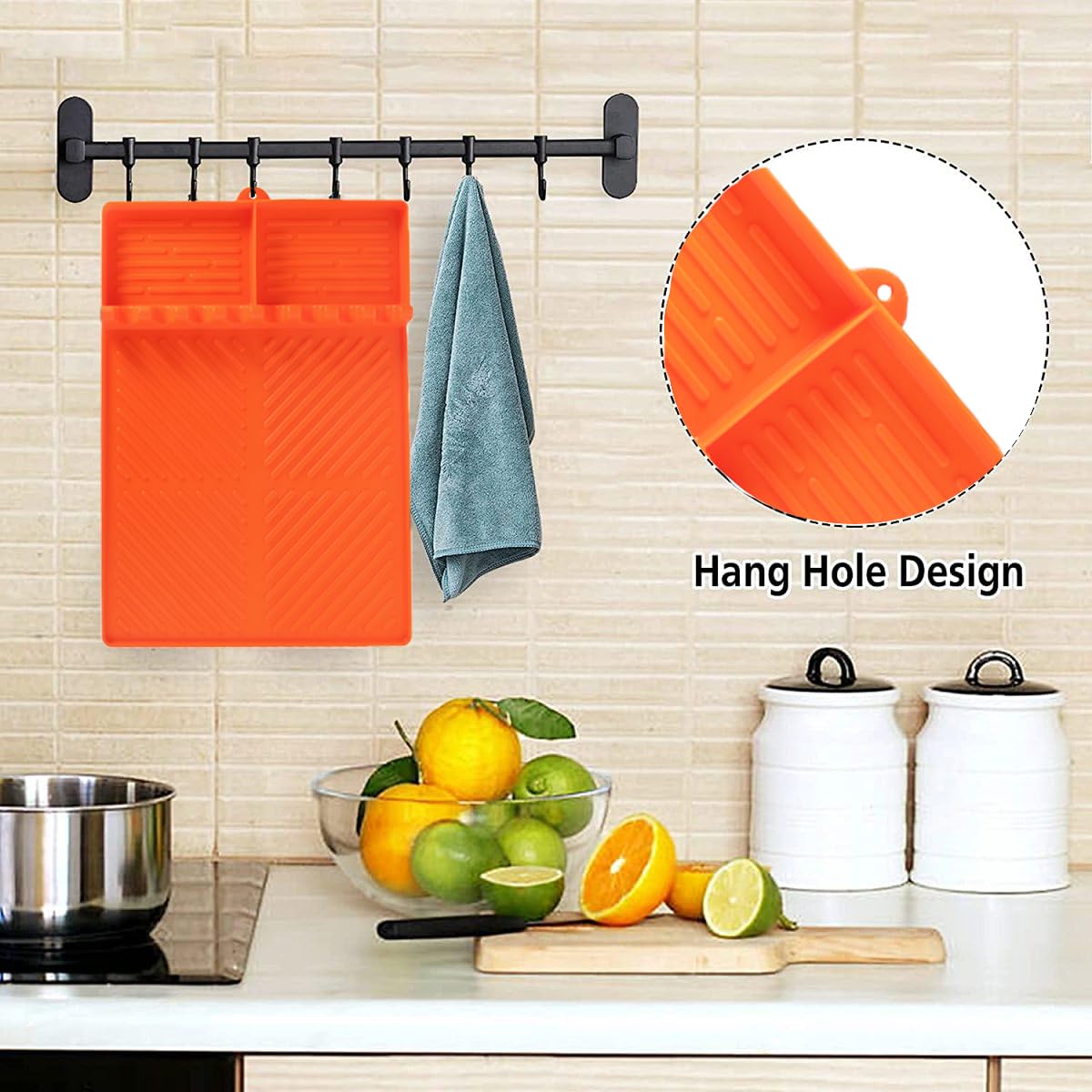 Blackstone Griddle Accessories Set - Large Silicone Spatula Mat with Drip Pad, Food Grade Cooking Mat for BBQ, Baking & Grill Prep (Orange) - Perfect for Outdoor Cooking, Camping & Backyard Parties