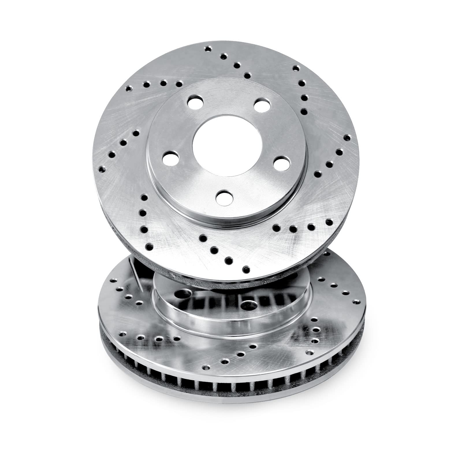 1979-1981 Audi 5000 Front Cross Drilled Brake Rotors - Silver Zinc Coated - High Performance Braking for Street & Track Use