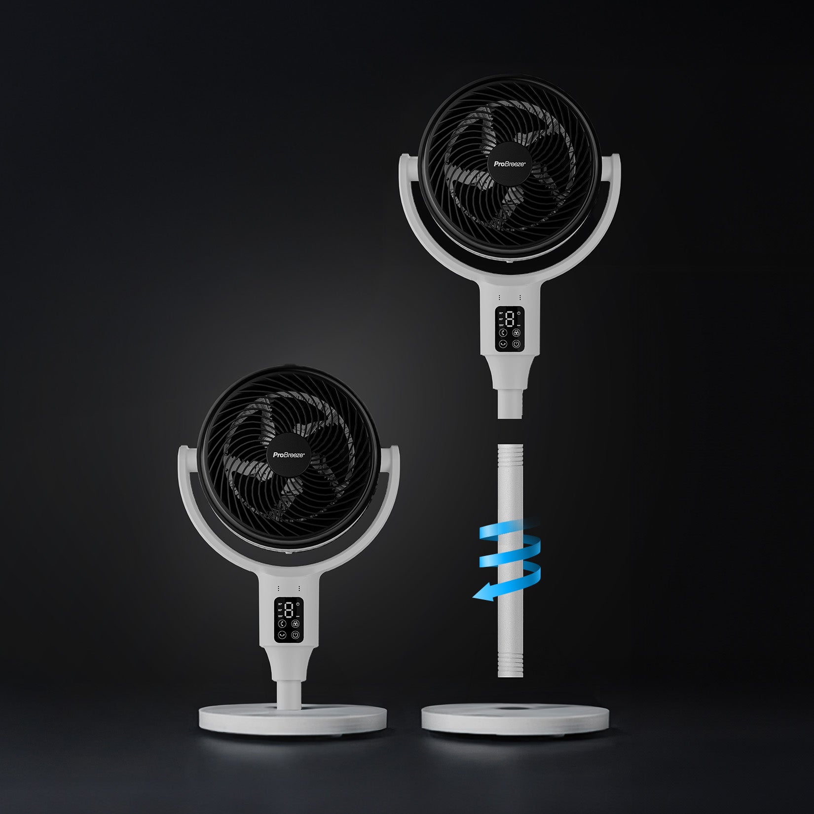 AirFlo 43 Hybrid Pedestal Fan - Ultra Quiet Air Circulator Fan with Remote Control - White - Perfect for Home, Office, and Bedroom Cooling