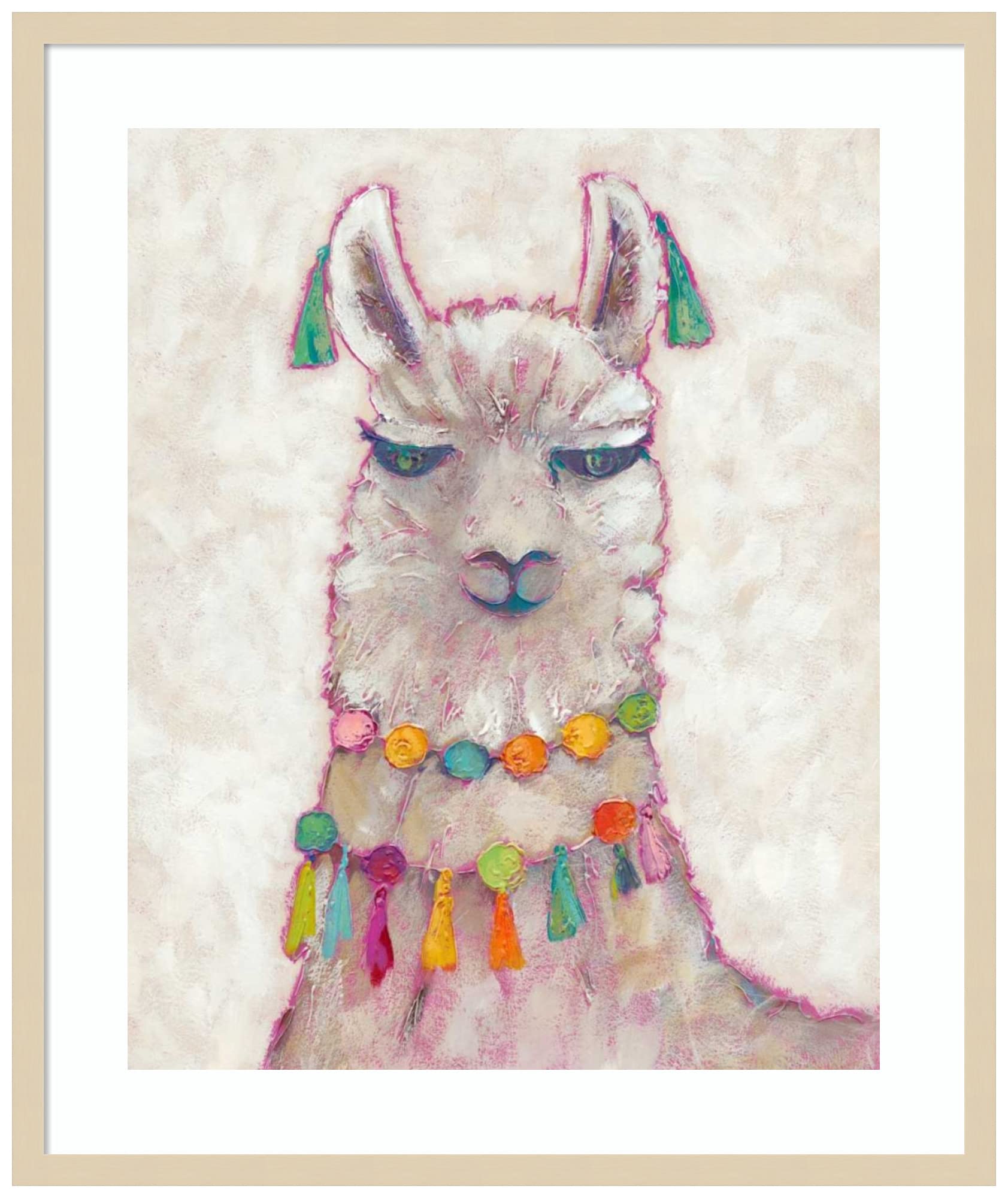 Amanti Art Framed Wall Decor - 33x28 Festival Llama II Animal Print by Chariklia Zarris | Whimsical Large Poster Painting for Living Room, Bedroom, Office | Perfect for Home, Farmhouse & Boho Decor Styles