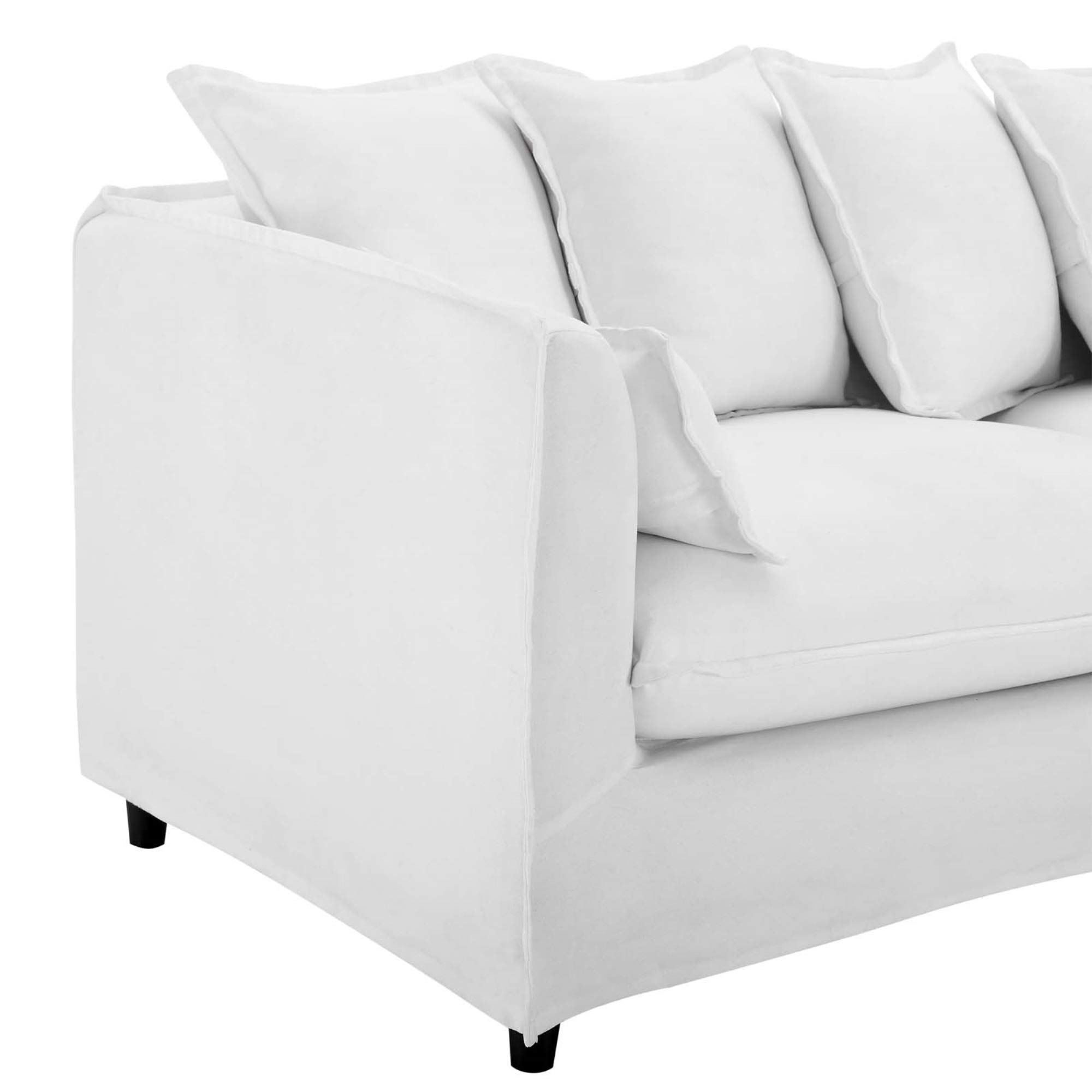 **Ergode Avalon Slipcover Sofa – Coastal Modern Style Couch with 7 Throw Pillows, White Fabric Upholstery & Sturdy Wood Frame – Easy Assembly, 900 lbs Weight Capacity – Perfect for Living Room, Beach House & Cozy Home Decor**