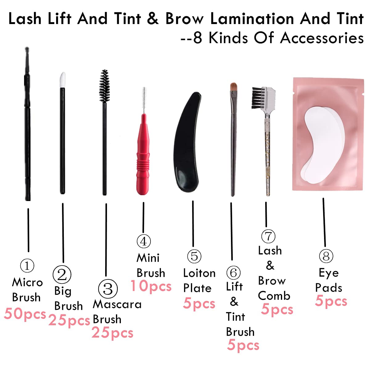 Professional Lash Lift & Tint Kit - DIY Eyelash Perm Supplies with Brow Lamination Brushes & Eye Pads | Portable 5-Piece Set for Home Salon & Professional Use | Perfect for Lash Artists, Beauty Salons & At-Home Makeovers