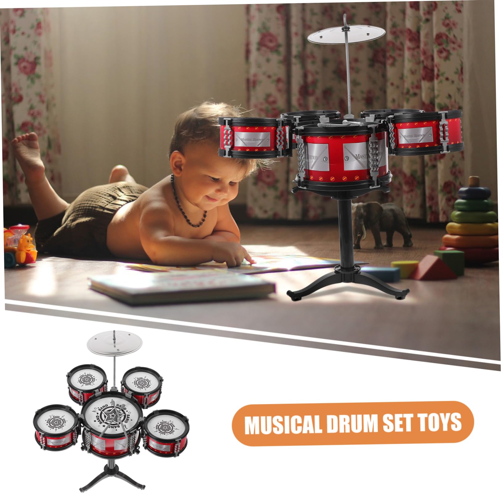 QUMIIRITY Kids Drum Set - Early Learning Musical Toy for Toddlers & Children, Percussion Instruments for Baby & Preschoolers - Perfect for Home Play, Classroom Activities & Birthday Gifts