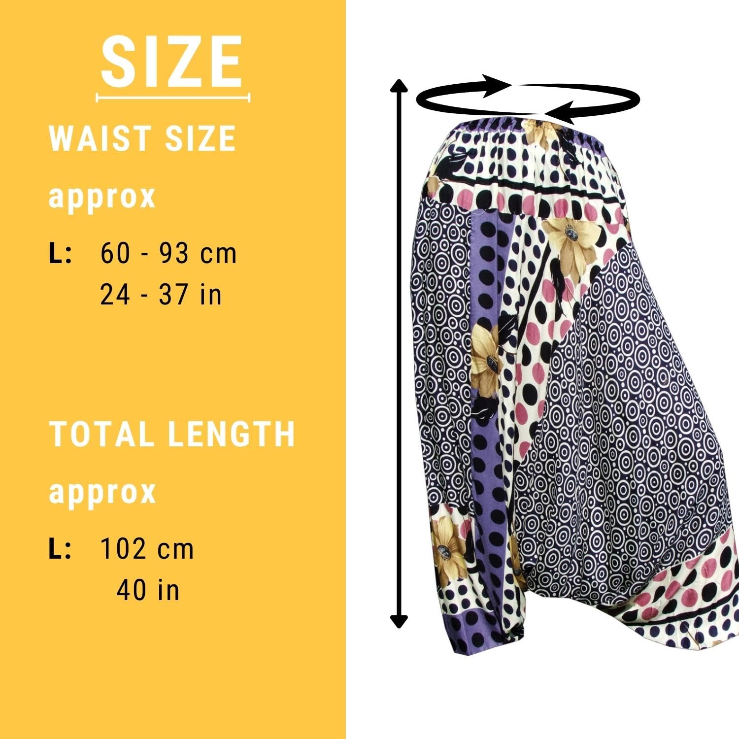 PANASIAM Aladdin Pants - Bohemian Harem Pants for Men & Women | Comfortable Unisex Yoga Pants | One Size Fits Most | Perfect for Festivals, Yoga, and Lounge Wear