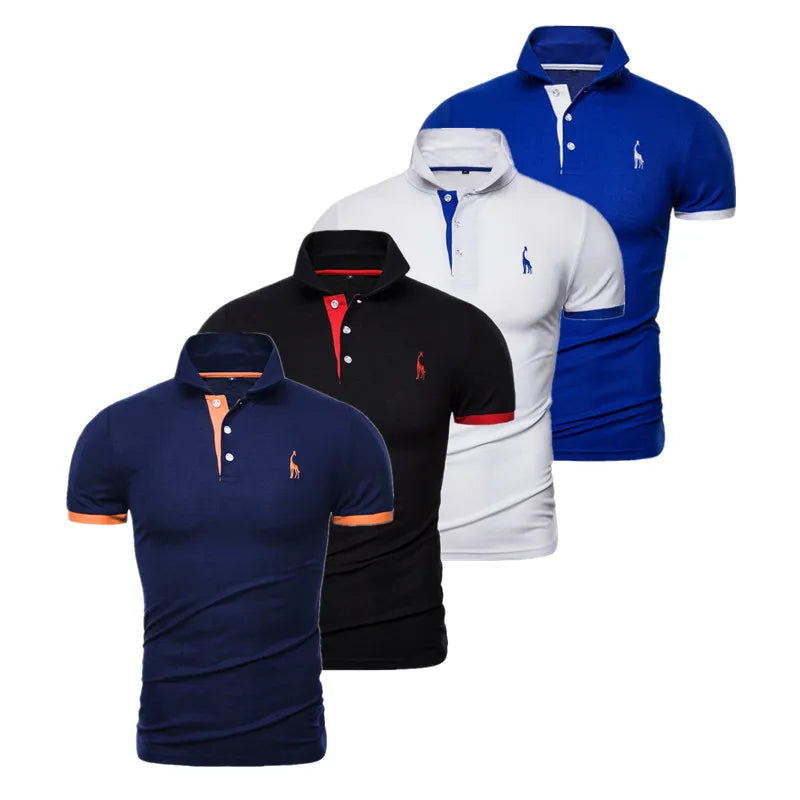 4 Pack Men's Slim Fit Embroidery Polo Shirts - Breathable Short Sleeve Casual & Business Shirts for Summer | Office Wear, Golf Outings & Social Events