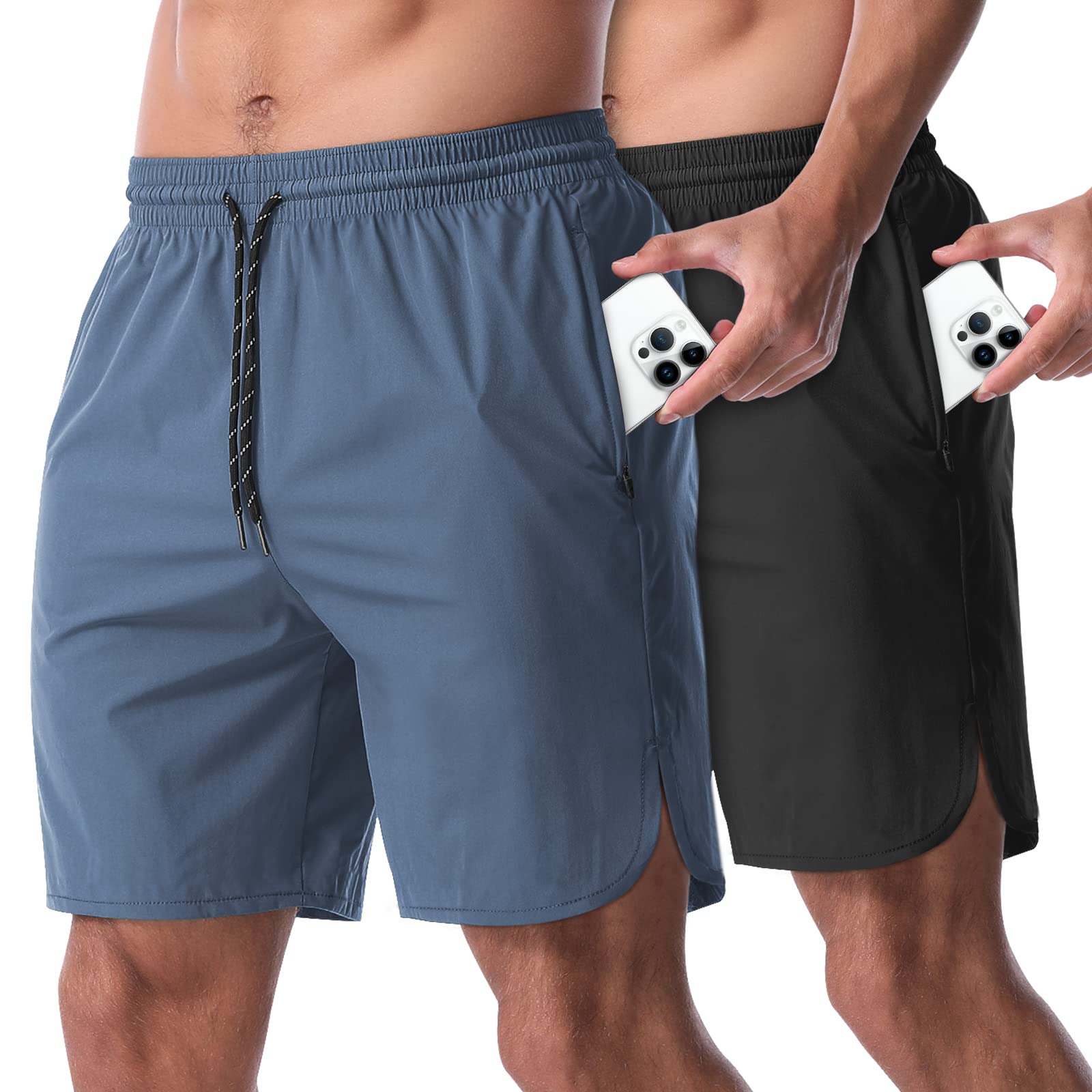 CANGHPGIN 2 Pack Men's 7 Inch Running Shorts - Quick Dry Athletic Gym Shorts with Pockets for Workout, Jogging & Training | Lightweight Breathable Sports Shorts for Men's Fitness & Outdoor Activities