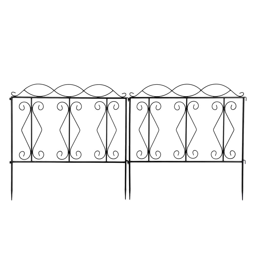 24x24 Decorative Wave Top Iron Garden Fence - Rustproof Metal Wire Fencing for Yard, Flower Beds & Outdoor Decor | Mytunes Garden Fence