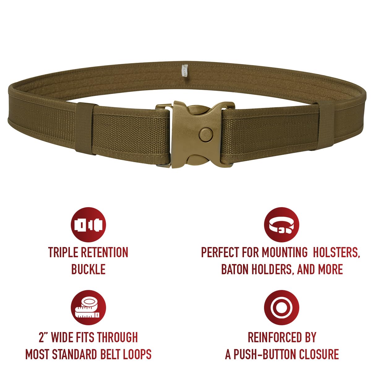 Rothco Deluxe Triple Retention Duty Belt - Heavy Duty Tactical Belt for Police, Military & Outdoor Use | Adjustable Waistband for Duty Gear & Uniforms | Perfect for Law Enforcement, Hiking & Workwear