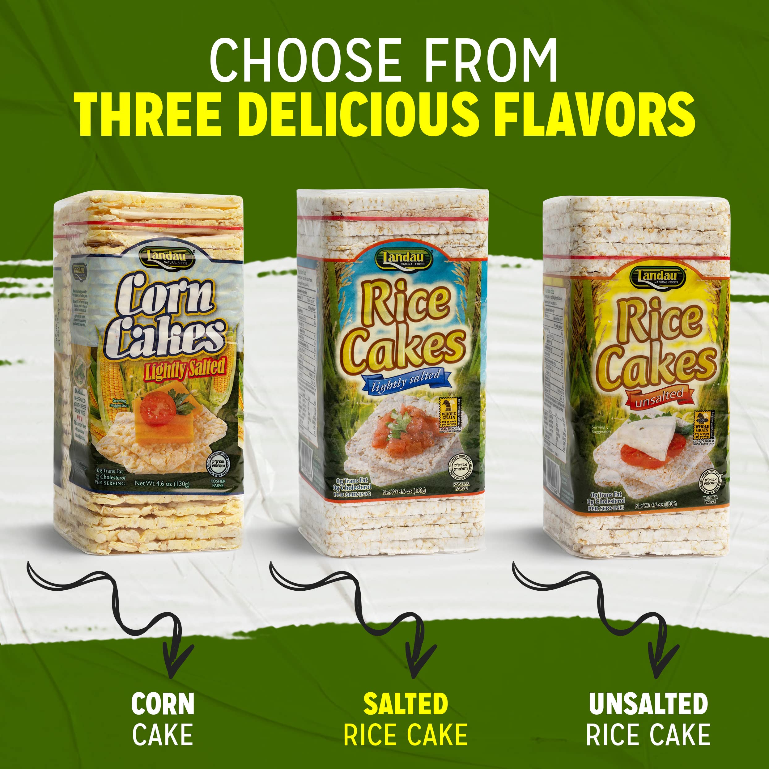 Landau Thin Whole Grain Rice Cakes - Light & Airy Low Calorie Snacks | Kosher Certified | 12 Pack | Lightly Salted | Perfect for Healthy Snacking, Weight Loss & On-the-Go Lifestyle