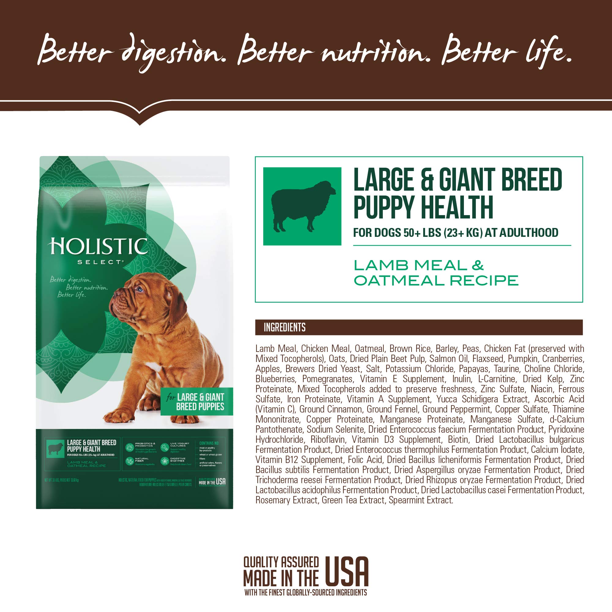 Holistic Select Natural Dry Dog Food for Large & Giant Breed Puppies - High Protein Grain-Free Puppy Food - 30lb Bag for Healthy Growth & Development - Perfect for Active Large Breed Puppies at Home or Outdoor Adventures