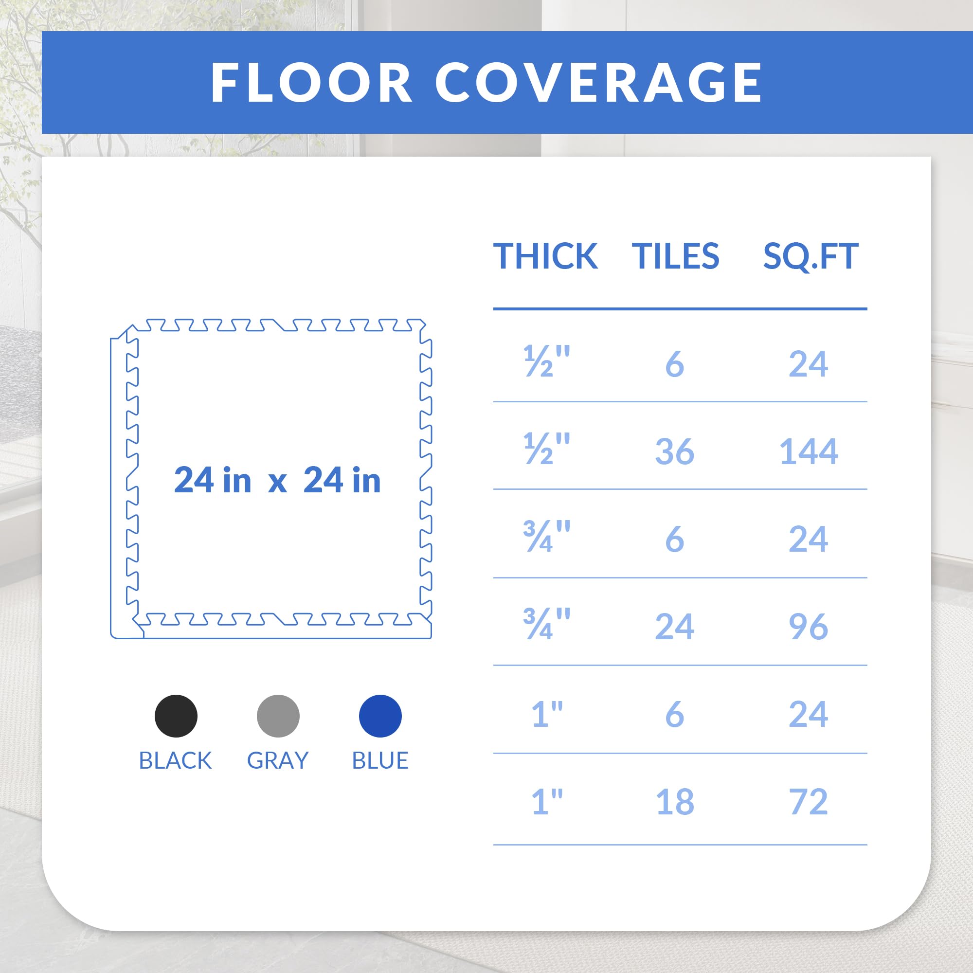 Signature Fitness EVA Foam Interlocking Puzzle Exercise Mat - Non-Slip Flooring for MMA, Yoga, Gymnastics & Home Gym - Multiple Sizes - Perfect for Workouts, Playrooms & Garage Gyms