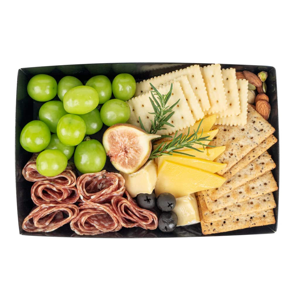 Restaurantware Matsuri Vision 9x6x1.5 Inch Large Disposable Sushi Trays - 100 Greaseproof Black Paper Sushi Containers for Entrees & Desserts (Lids Sold Separately) | Perfect for Japanese Restaurants, Catering & Takeout