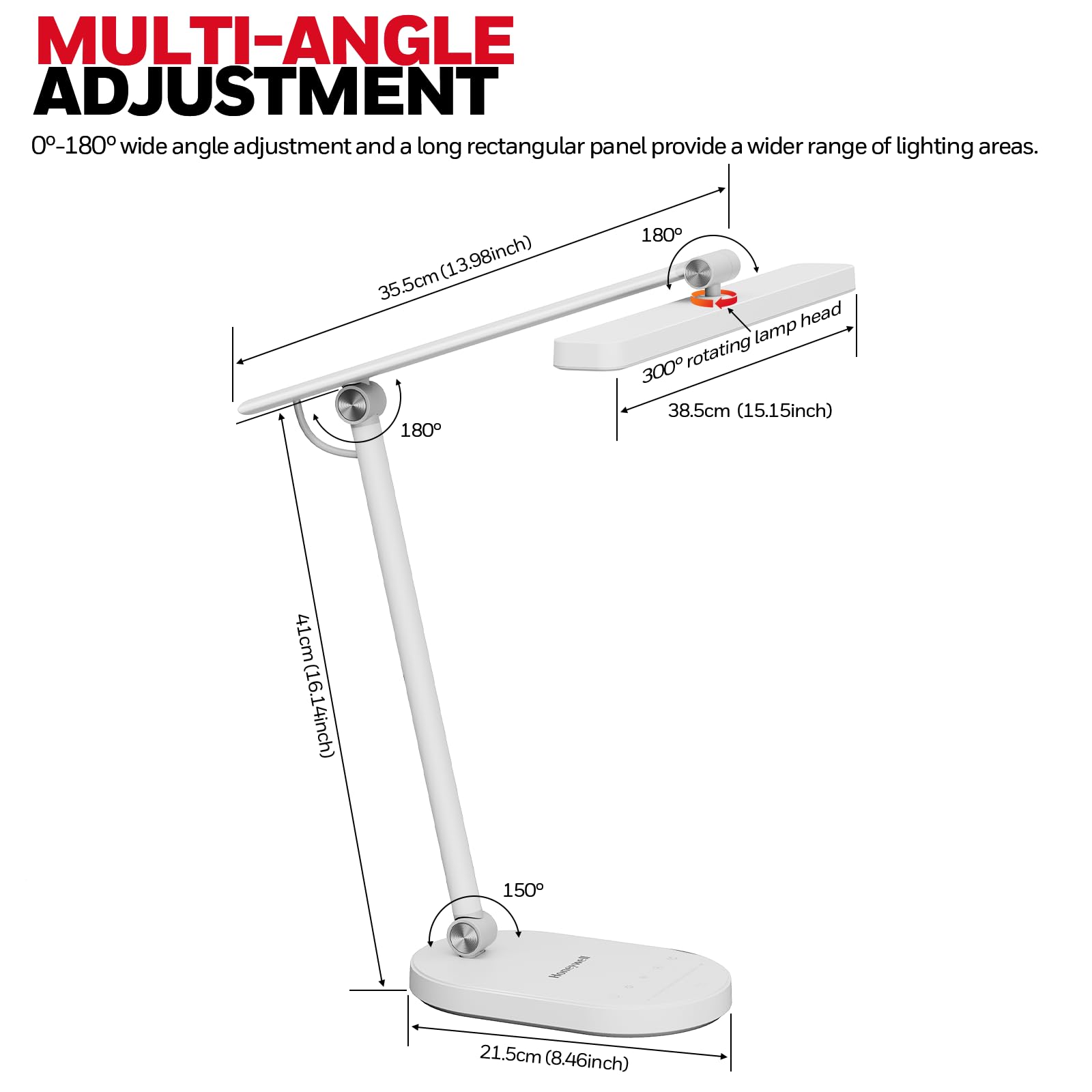 Honeywell H4 Sunturalux™ Eye-Caring LED Desk Lamp - 700LM Dimmable Adjustable Reading Light with Timer & Touch Control for Home Office, Study, Bedroom - Perfect for Night Reading, Computer Work and Relaxation