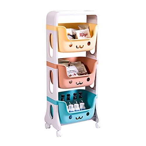 Kids Toy Storage Organizer - 2-Layer Plastic Rack Trolley for Playroom, Nursery & Bedroom | Multicolor Toy Basket for Snacks, Books & Toys | Space-Saving Children's Storage Solution