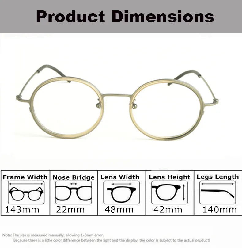 Aimee Unisex Full Rim Round Titanium Acetate Eyeglasses Frame 15503 - Lightweight & Durable Glasses for Men & Women - Perfect for Reading, Work & Everyday Wear