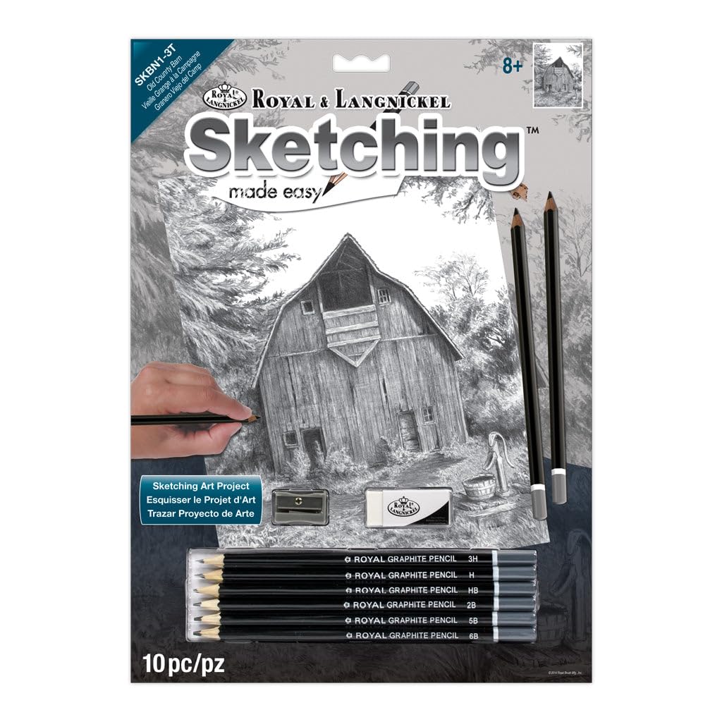 Royal & Langnickel SKBN1 Sketching Pencil Set - Old Country Barn Drawing Kit for Artists & Beginners | Perfect for Sketching, Doodling & Art Projects