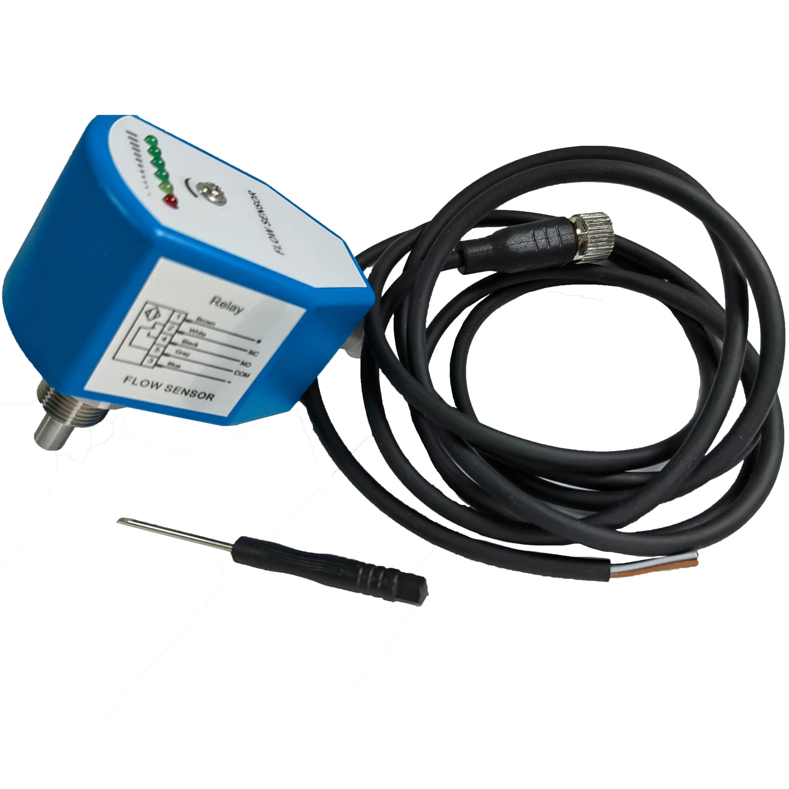 Electronic Flow Switch Thermal Flow Sensor - G1/2 Water Flow Meter for Gas & Liquid Measurement with M12 Connector | Ideal for HVAC, Industrial Automation & Water Treatment Systems