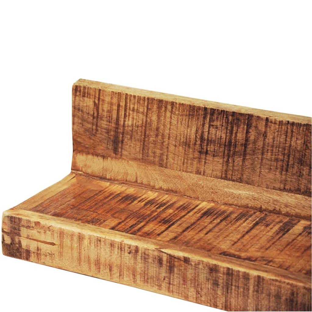 Solid Wood Wall Mounted Display Shelf Set of 2 - Floating Shelves for Home Decor - Natural Wood Wall Storage Shelves for Bedroom, Living Room, Bathroom & Kitchen - Perfect for Displaying Photos, Books & Decorative Items