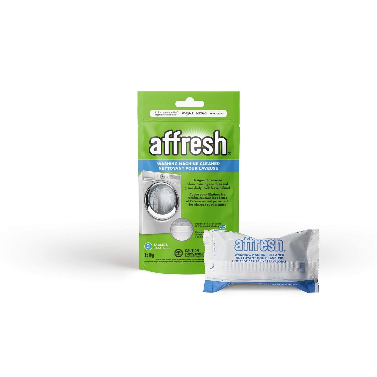 Affresh Washing Machine Cleaner Tablets - 3 Count | Deep Cleans & Deodorizes | Front & Top Load Washers | Removes Odor-Causing Residue | W10135699B | Perfect for Laundry Maintenance & Appliance Care