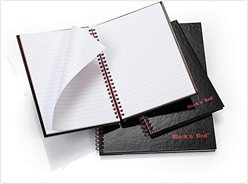 Premium Black n' Red Twin Spiral Hardcover Notebook - Medium Size, 70 Ruled Sheets, Pack of 6 (L67000) - Perfect for Office, School & Journaling