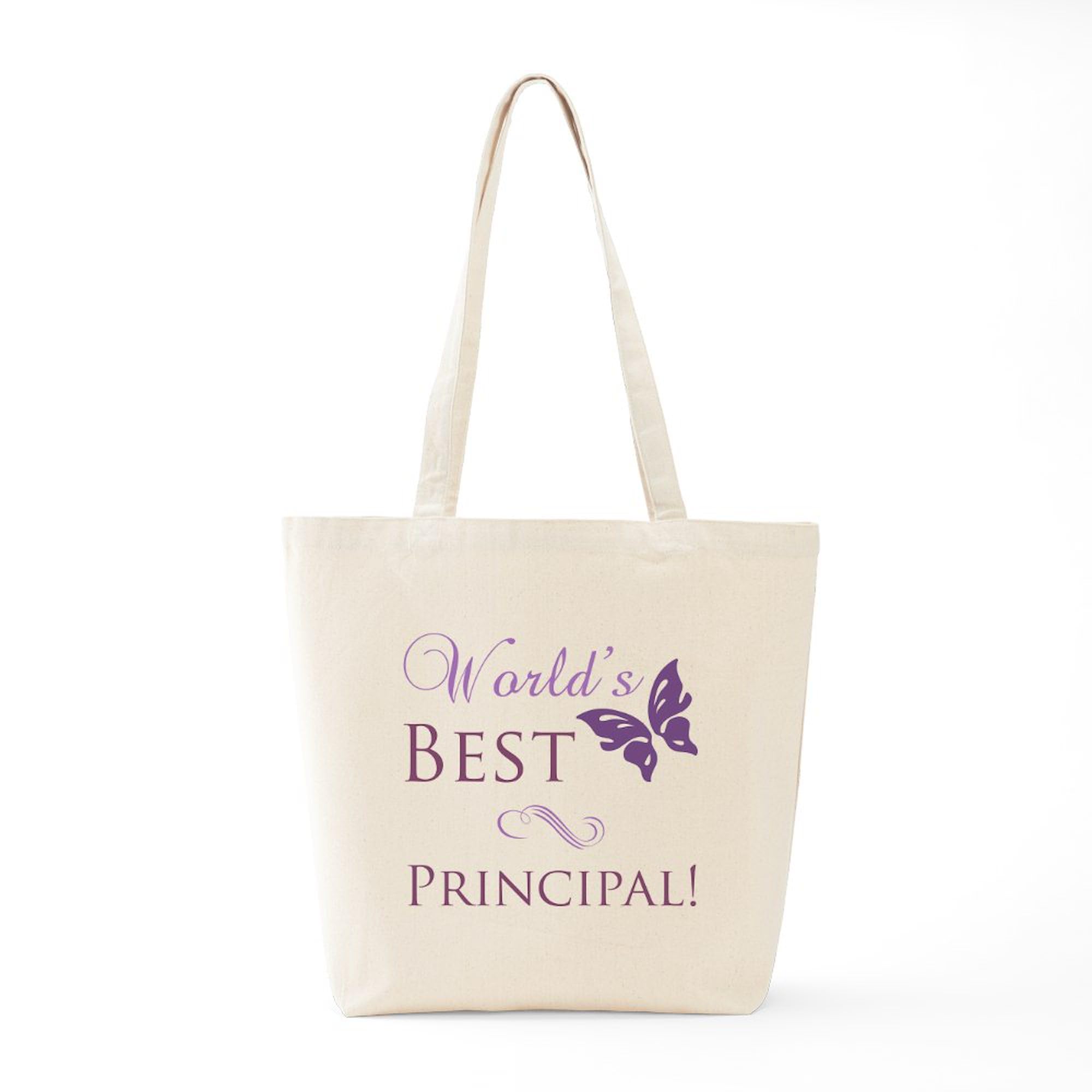 World's Best Principal Tote Bag - Natural Canvas Reusable Shopping Bag for Teachers, School Staff & Educators - Perfect for School Events, Teacher Appreciation Gifts & Everyday Use