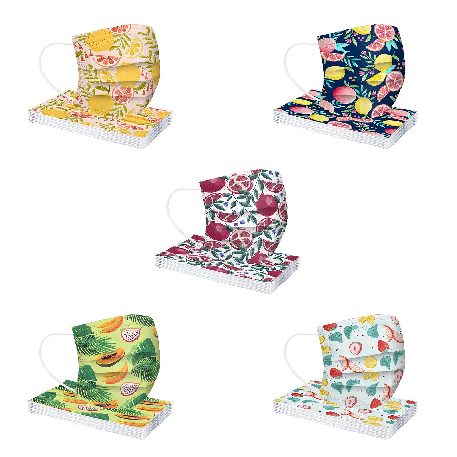 Disposable Face Masks for Women - Cute Fruit Design Summer Paper Masks for Full Face Protection - Perfect for Outdoor Activities, Travel & Daily Use