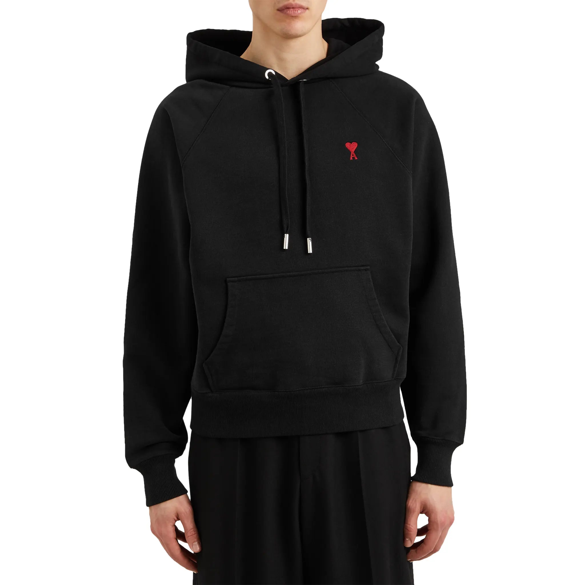 Ami Paris Ami De Coeur Logo Cotton Black Hoodie for Men - Casual Streetwear Pullover Sweatshirt | Perfect for Everyday Wear, Gym & Outfits